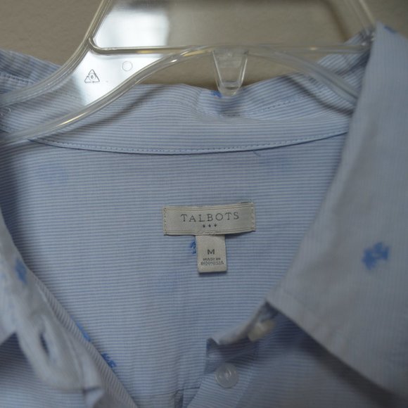 Talbots Button-Tab Sleeve Cotton Blouse - Size M - Picture 2 of 3
